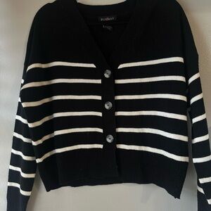 Runway Black and White Striped Women's Cardigan